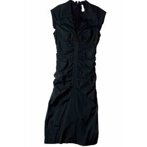 Cache Women’s 2 Bodycon Midi Dress V Neck Runched Goth Sexy Cocktail Y2K Grunge